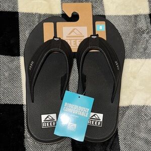 NWT New Reef Anchor Men's Size 8 Classic Black Flip Flops